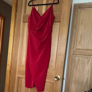Betsey Johnson Red Sheath Midi Dress Spaghetti Strap